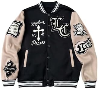 Ctreela Mens Varsity Jacket Style Pullover Quarter Zip Bomber